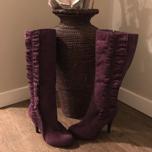 Purple suede boots